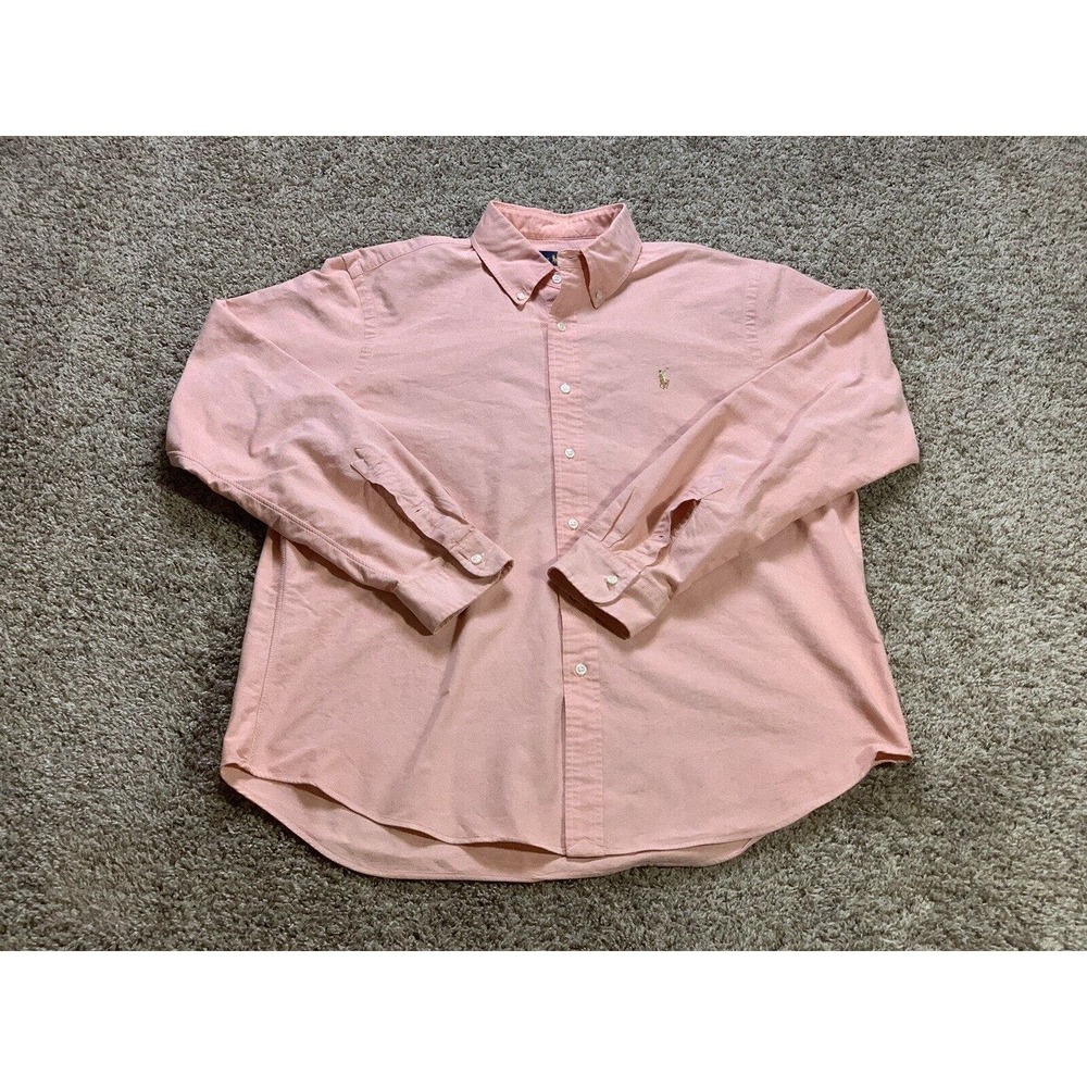 Polo Ralph Lauren Shirt Extra Large Orange Mens Casual Button Down Long Sleeve